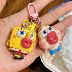 Cartoon Goofy Red-Lips SpongeBob Keychain