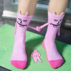 Pink Bunny Magnetic Hand-Holding Socks